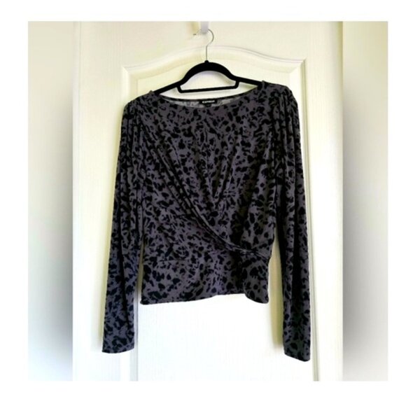 Express Black and Gray Patterned Blouse - Picture 1 of 3